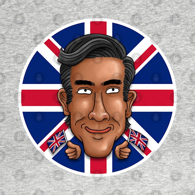 Rishi Sunak British Flag by Takeda_Art